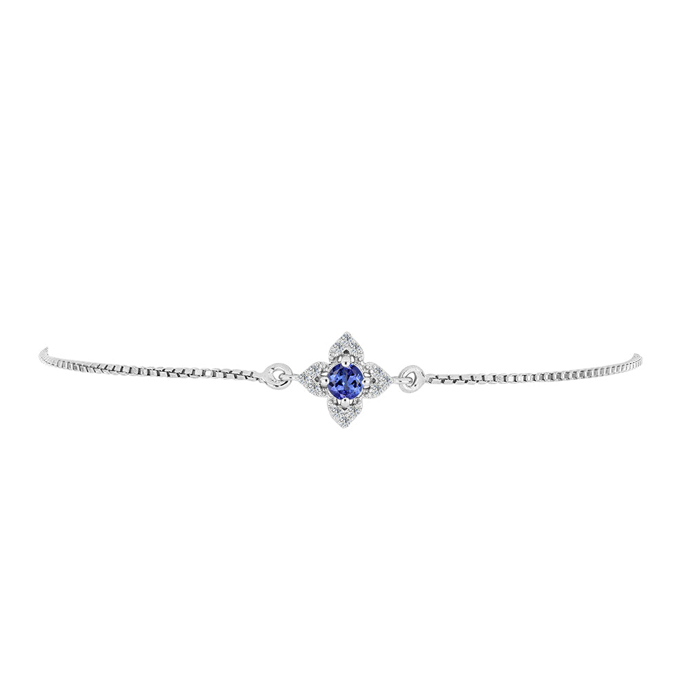 Brățară din Argint 925 ( 2.62 grame ) cu Tanzanit și Topaz Alb 0.35 Carate