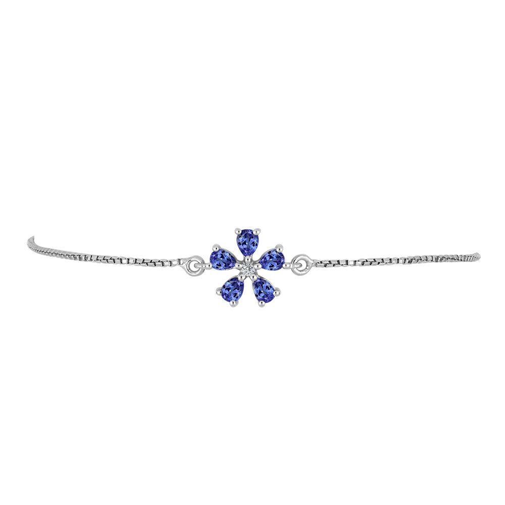 Brățară din Argint 925 ( 2.73 grame ) cu Tanzanit și Topaz Alb 0.7 Carate