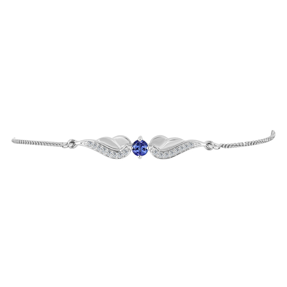 Brățară din Argint 925 ( 3.27 grame ) cu Tanzanit și Topaz Alb 0.38 Carate