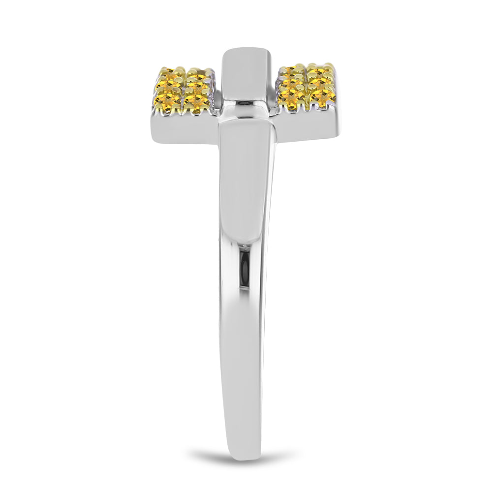 Inel din Argint 925 Placat cu Aur de 2 tonuri ( 2.86 grame ) cu Citrin Ural 0.45 Carate