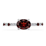 Inel din Argint 925 ( 1.6 grame ) cu Granat Barton și Topaz Alb 1.1 Carate