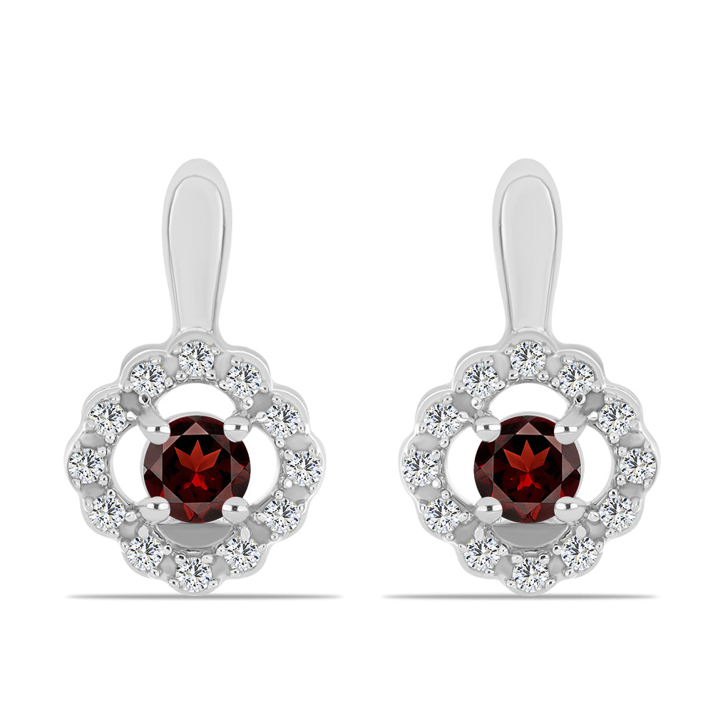 Cercei din Argint 925 ( 3.41 grame ) cu Granat Barton și Topaz Alb 0.95 Carate
