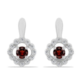 Cercei din Argint 925 ( 3.41 grame ) cu Granat Barton și Topaz Alb 0.95 Carate