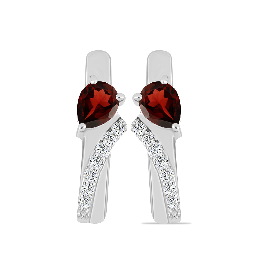 Cercei din Argint 925 ( 3.42 grame ) cu Granat Barton și Topaz Alb 0.91 Carate