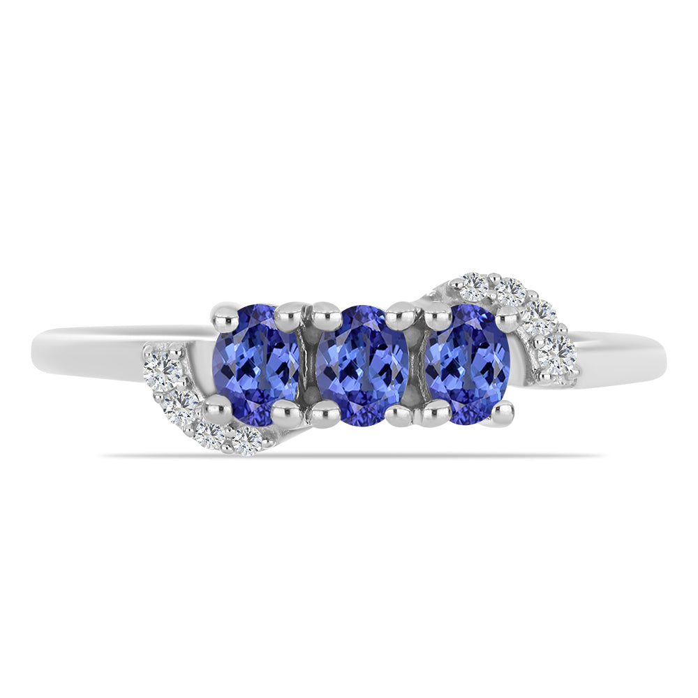 Inel din Argint 925 ( 1.8 grame ) cu Tanzanit și Topaz Alb 0.59 Carate