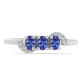 Inel din Argint 925 ( 1.8 grame ) cu Tanzanit și Topaz Alb 0.59 Carate