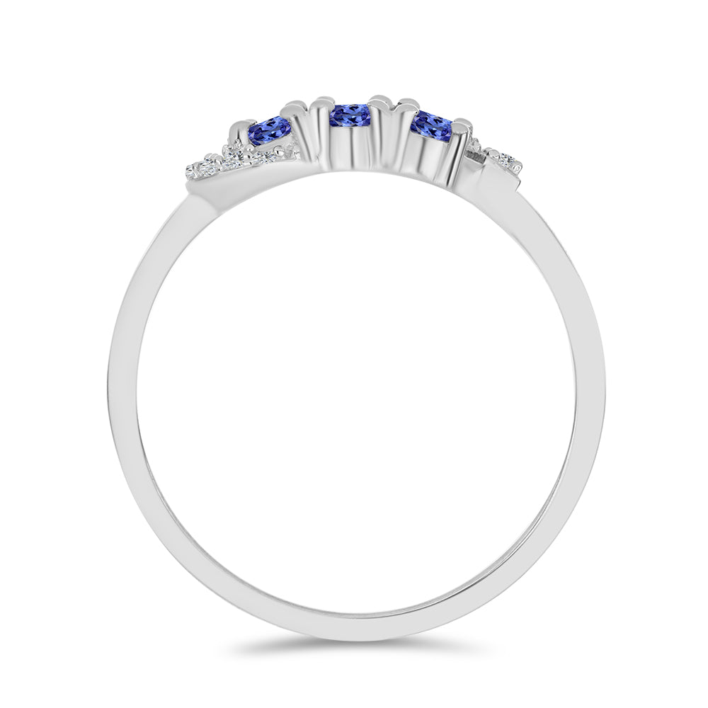 Inel din Argint 925 ( 1.8 grame ) cu Tanzanit și Topaz Alb 0.59 Carate