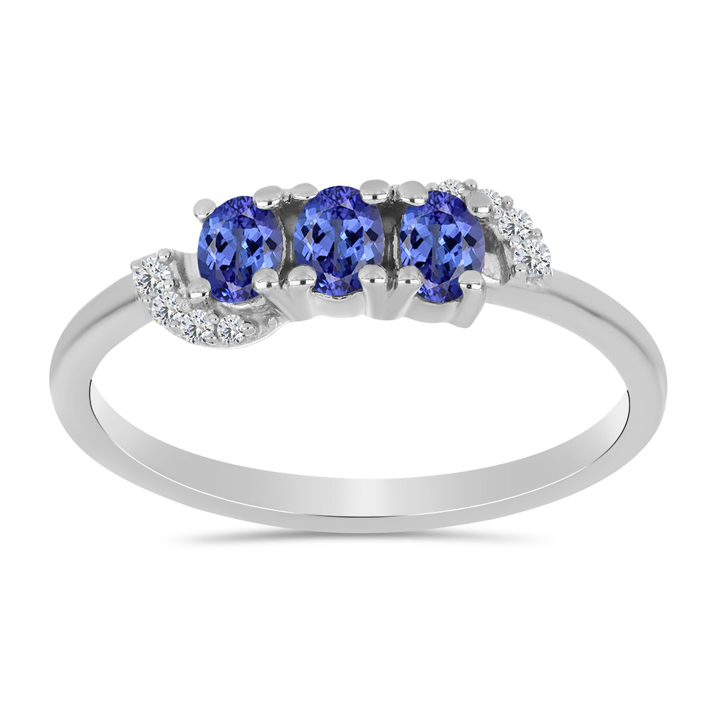Inel din Argint 925 ( 1.8 grame ) cu Tanzanit și Topaz Alb 0.59 Carate