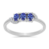 Inel din Argint 925 ( 1.8 grame ) cu Tanzanit și Topaz Alb 0.59 Carate