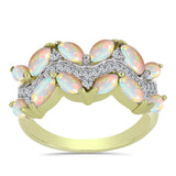 Inel din Argint 925 Placat cu Aur ( 4.02 grame ) cu Opal Etiopian Lega Dembi și Topaz Alb 1.53 Carate
