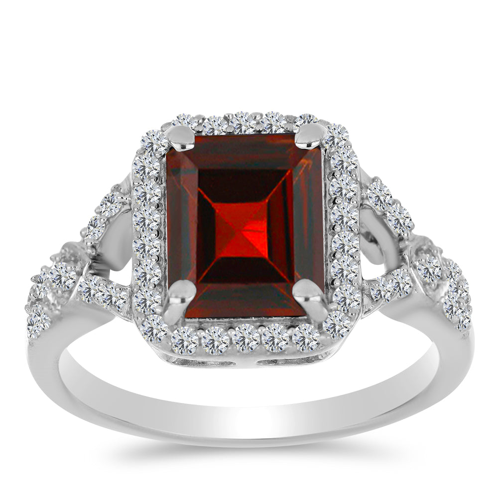 Inel din Argint 925 ( 3.03 grame ) cu Granat Barton și Topaz Alb 3.03 Carate