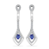 Cercei din Argint 925 ( 4.52 grame ) cu Tanzanit și Topaz Alb 1.29 Carate