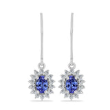 Cercei din Argint 925 ( 2.28 grame ) cu Tanzanit și Topaz Alb 1.32 Carate