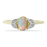Inel din Argint 925 Placat cu Aur ( 1.93 grame ) cu Opal Etiopian Lega Dembi și Topaz Alb 0.56 Carate