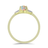 Inel din Argint 925 Placat cu Aur ( 1.93 grame ) cu Opal Etiopian Lega Dembi și Topaz Alb 0.56 Carate