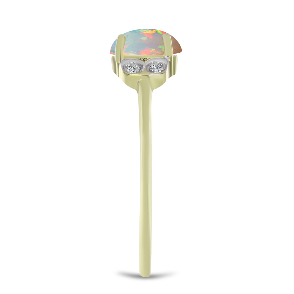 Inel din Argint 925 Placat cu Aur ( 1.93 grame ) cu Opal Etiopian Lega Dembi și Topaz Alb 0.56 Carate