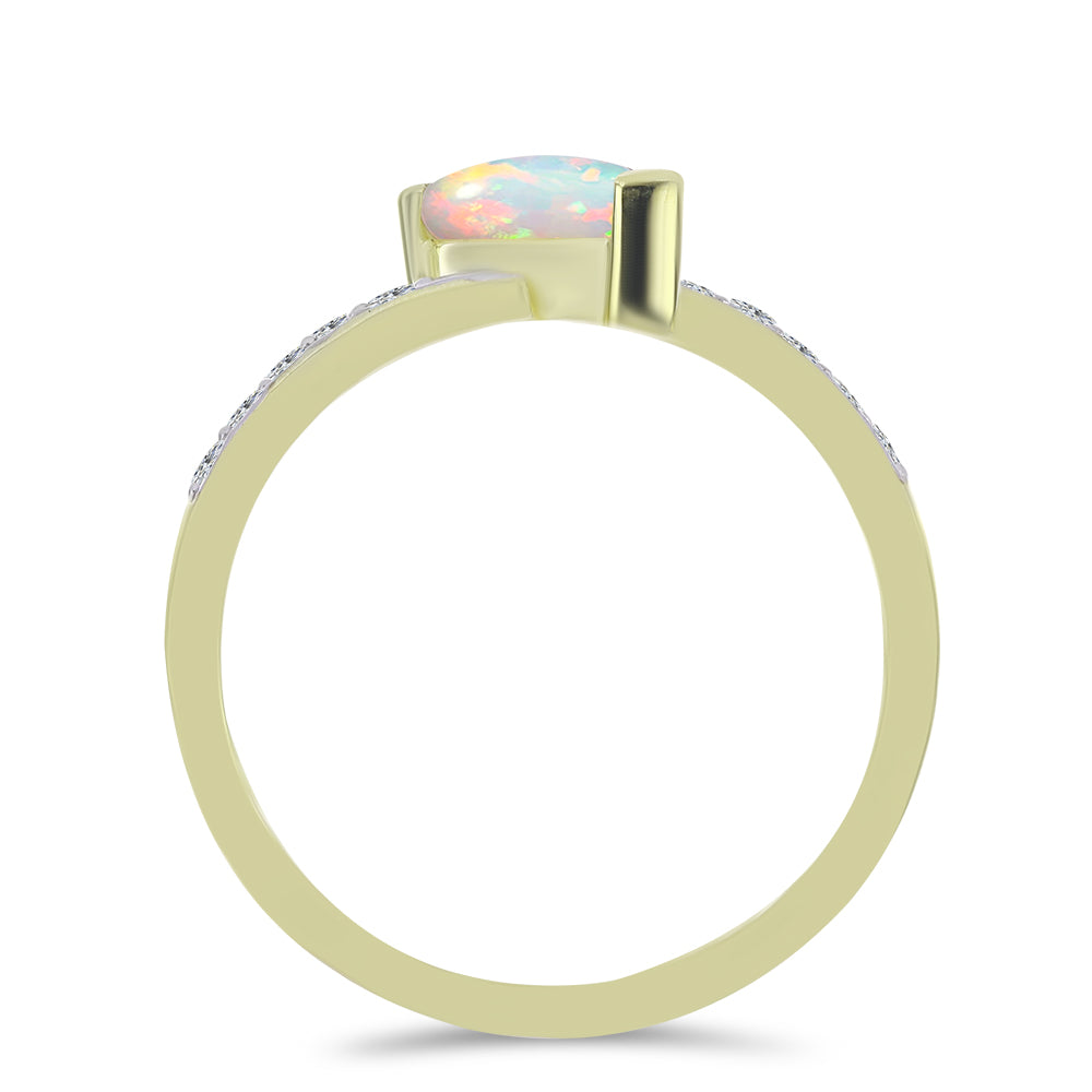 Inel din Argint 925 Placat cu Aur ( 2.24 grame ) cu Opal Etiopian Lega Dembi și Topaz Alb 0.6 Carate