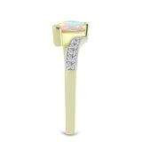 Inel din Argint 925 Placat cu Aur ( 2.24 grame ) cu Opal Etiopian Lega Dembi și Topaz Alb 0.6 Carate