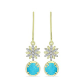 Cercei din Argint 925 Placat cu Aur ( 2.68 grame ) cu Turcoaz ”Frumoasa Adormită” și Topaz Alb 1.69 Carate