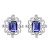 Cercei din Argint 925 ( 4.58 grame ) cu Tanzanit și Topaz Alb 3.75 Carate