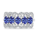 Inel din Argint 925 ( 3.35 grame ) cu Tanzanit și Topaz Alb 2.2 Carate