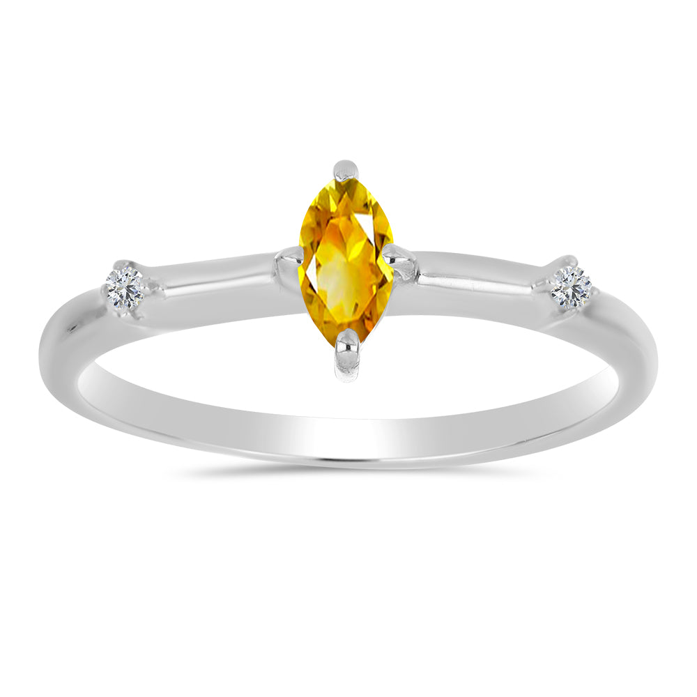 Inel din Argint 925 ( 1.58 grame ) cu Citrin Ural și Topaz Alb 0.26 Carate