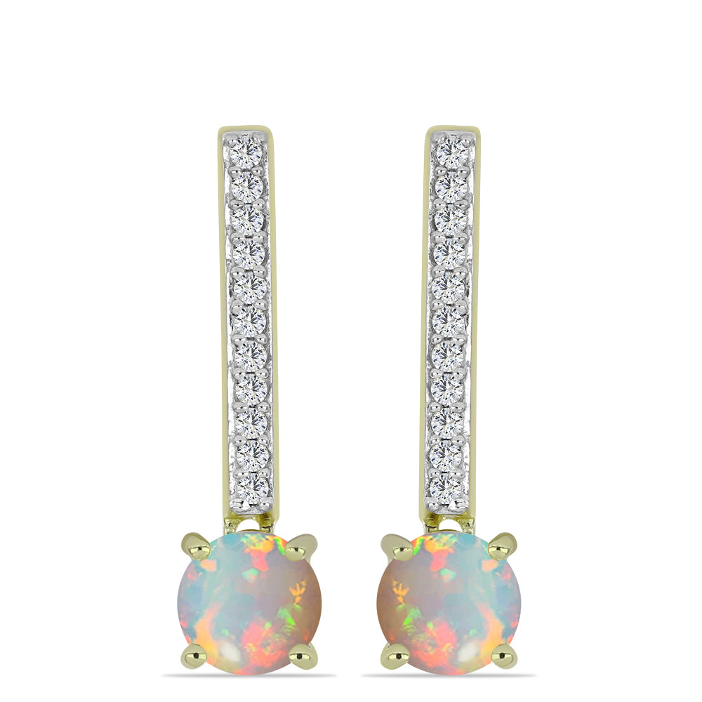 Cercei din Argint 925 Placat cu Aur ( 3.28 grame ) cu Opal Etiopian Lega Dembi și Topaz Alb 1.37 Carate