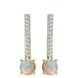 Cercei din Argint 925 Placat cu Aur ( 3.28 grame ) cu Opal Etiopian Lega Dembi și Topaz Alb 1.37 Carate