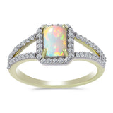 Inel din Argint 925 Placat cu Aur ( 2.83 grame ) cu Opal Etiopian Lega Dembi și Topaz Alb 1.18 Carate
