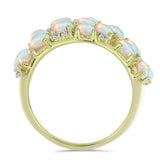 Inel din Argint 925 Placat cu Aur ( 7.73 grame ) cu Opal Etiopian Lega Dembi și Topaz Alb 3.51 Carate