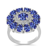 Inel din Argint 925 ( 5.58 grame ) cu Tanzanit și Topaz Alb 4.36 Carate