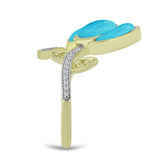 Inel din Argint 925 Placat cu Aur ( 4.31 grame ) cu Turcoaz ”Frumoasa Adormită” și Topaz Alb 2.64 Carate