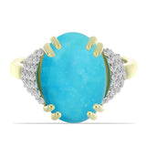 Inel din Argint 925 Placat cu Aur ( 3.43 grame ) cu Turcoaz ”Frumoasa Adormită” și Topaz Alb 5.12 Carate