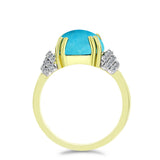 Inel din Argint 925 Placat cu Aur ( 3.43 grame ) cu Turcoaz ”Frumoasa Adormită” și Topaz Alb 5.12 Carate