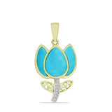 Pandantiv din Argint 925 Placat cu Aur ( 2.81 grame ) cu Turcoaz ”Frumoasa Adormită” și Topaz Alb 2.63 Carate