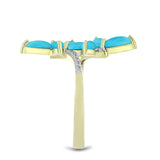 Inel din Argint 925 Placat cu Aur ( 2.68 grame ) cu Turcoaz ”Frumoasa Adormită” și Topaz Alb 1.4 Carate