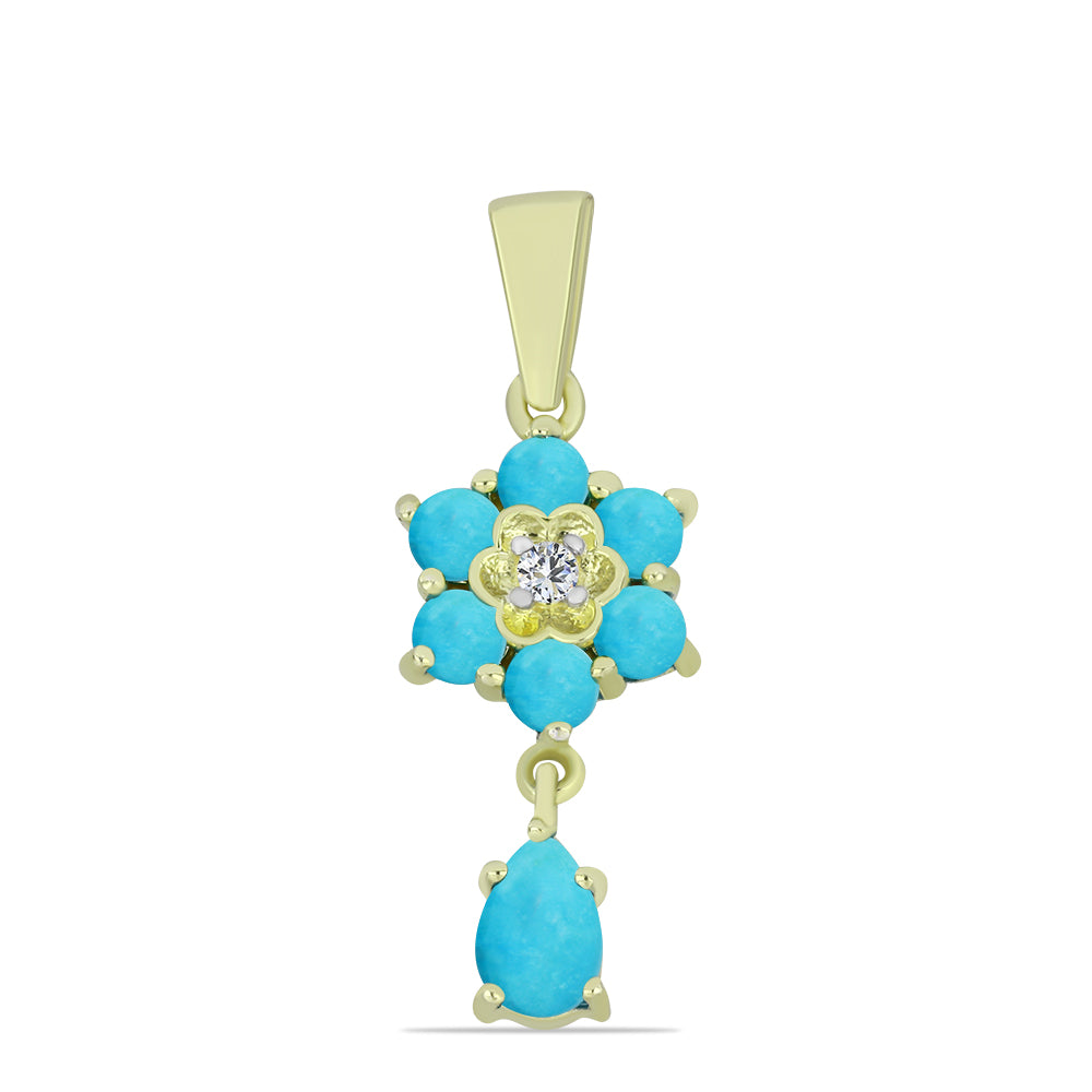 Pandantiv din Argint 925 Placat cu Aur ( 1.83 grame ) cu Turcoaz ”Frumoasa Adormită” și Topaz Alb 1.1 Carate