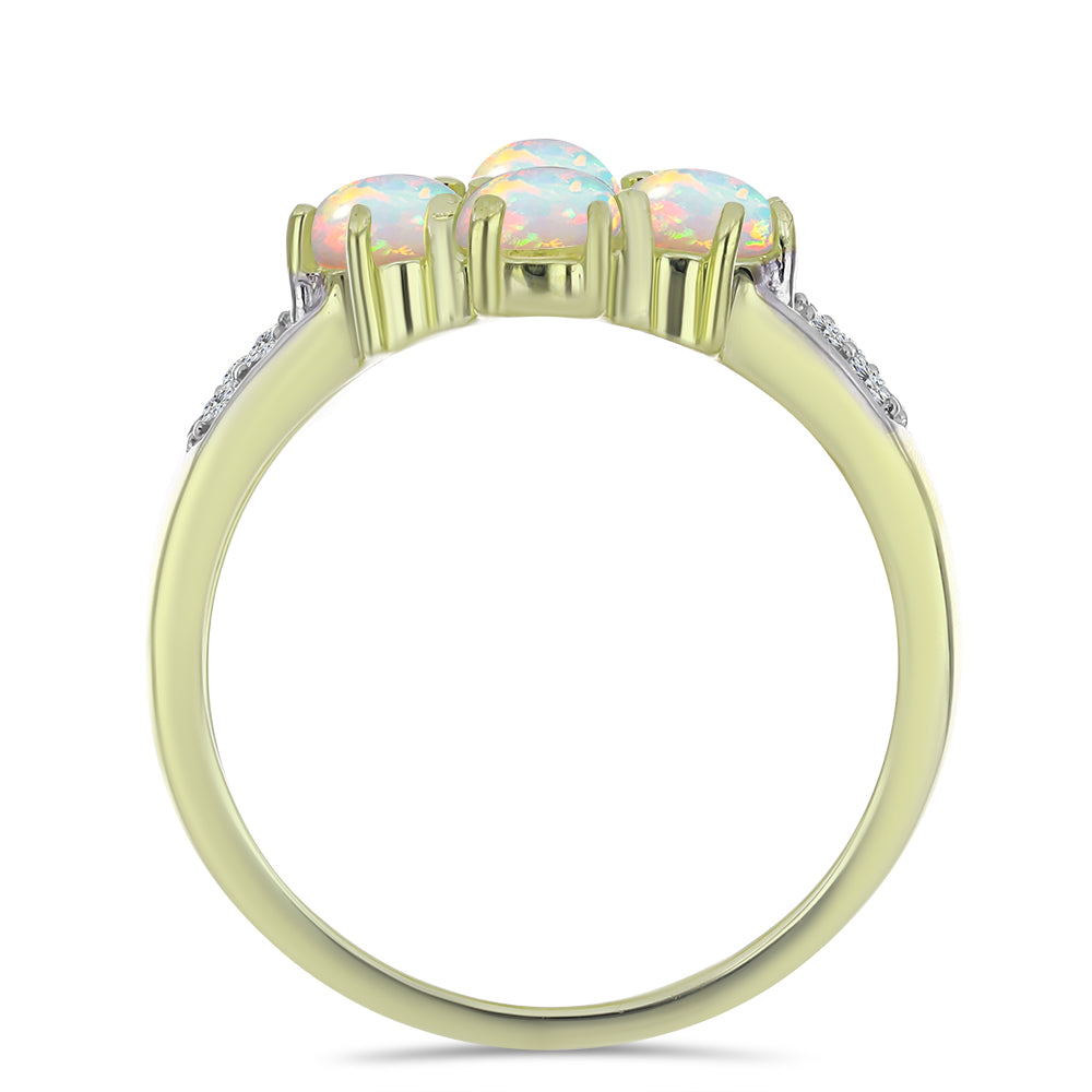 Inel din Argint 925 Placat cu Aur ( 3.38 grame ) cu Opal Etiopian Lega Dembi și Topaz Alb 1.5 Carate