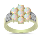 Inel din Argint 925 Placat cu Aur ( 3.38 grame ) cu Opal Etiopian Lega Dembi și Topaz Alb 1.5 Carate