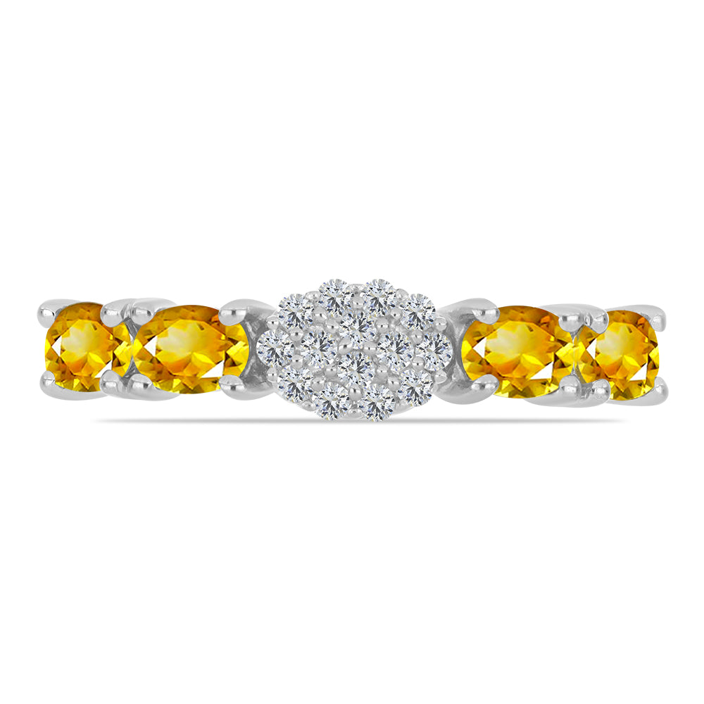 Inel din Argint 925 ( 1.94 grame ) cu Citrin Ural și Topaz Alb 0.73 Carate