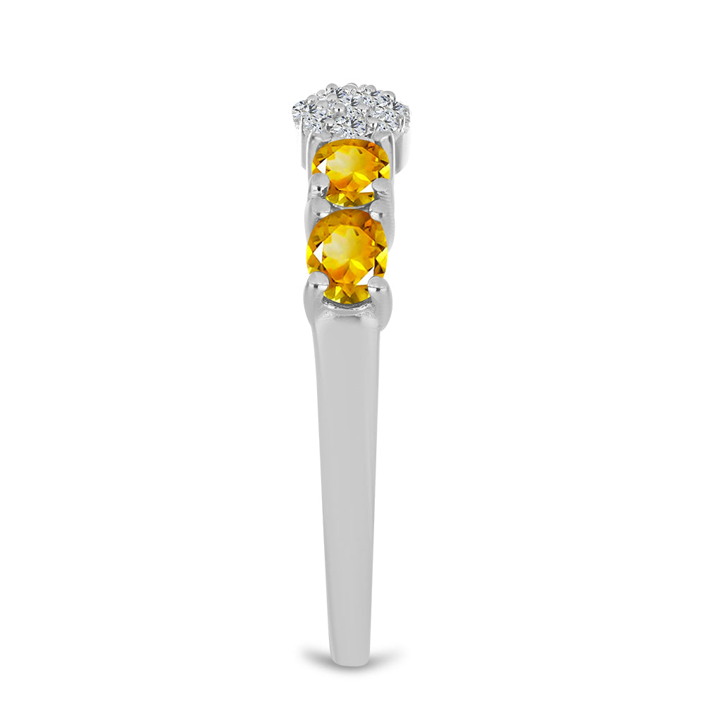 Inel din Argint 925 ( 1.94 grame ) cu Citrin Ural și Topaz Alb 0.73 Carate