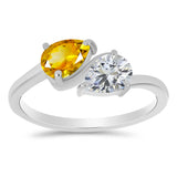 Inel din Argint 925 ( 2.28 grame ) cu Citrin Ural și Topaz Alb 1.42 Carate
