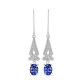 Cercei din Argint 925 ( 2.9 grame ) cu Tanzanit și Topaz Alb 1.88 Carate