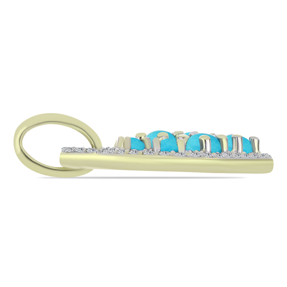 Pandantiv din Argint 925 Placat cu Aur ( 2.57 grame ) cu Turcoaz ”Frumoasa Adormită” și Topaz Alb 1.37 Carate