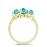 Inel din Argint 925 Placat cu Aur ( 3.57 grame ) cu Turcoaz ”Frumoasa Adormită” și Topaz Alb 1.66 Carate