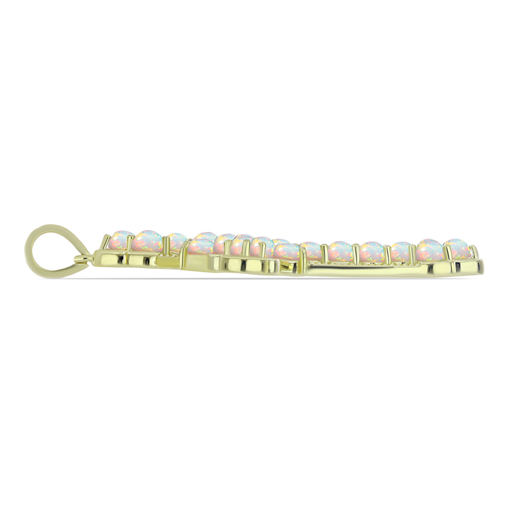Cruce Pandantiv din Argint 925 Placat cu Aur ( 4.54 grame ) cu Opal Etiopian Lega Dembi 2.71 Carate