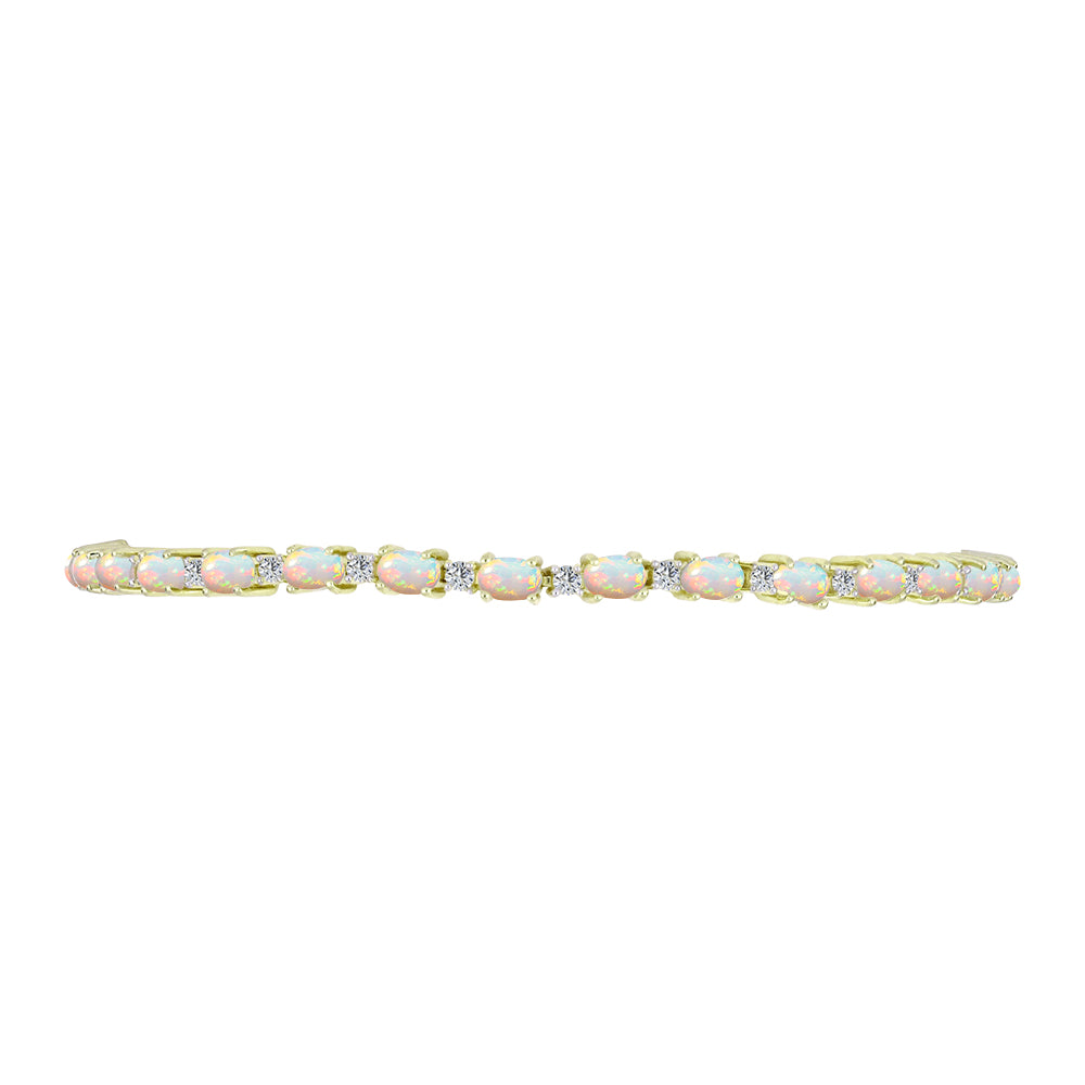Brățară din Argint 925 Placat cu Aur ( 6.66 grame ) cu Opal Etiopian Lega Dembi și Topaz Alb 3.48 Carate