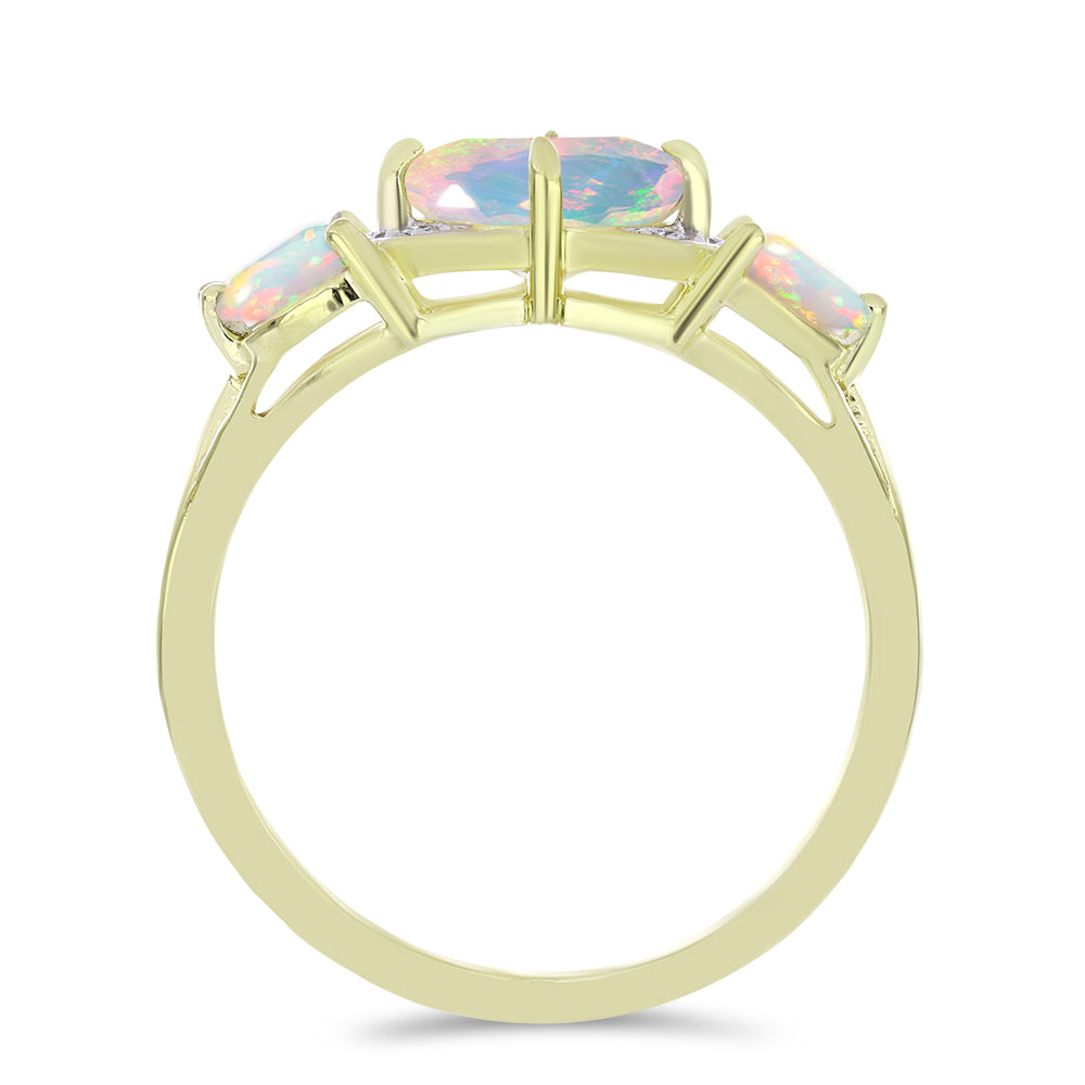 Inel din Argint 925 Placat cu Aur ( 2.92 grame ) cu Opal Etiopian Lega Dembi și Topaz Alb 1.29 Carate