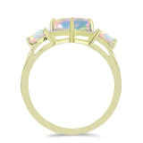 Inel din Argint 925 Placat cu Aur ( 2.92 grame ) cu Opal Etiopian Lega Dembi și Topaz Alb 1.29 Carate