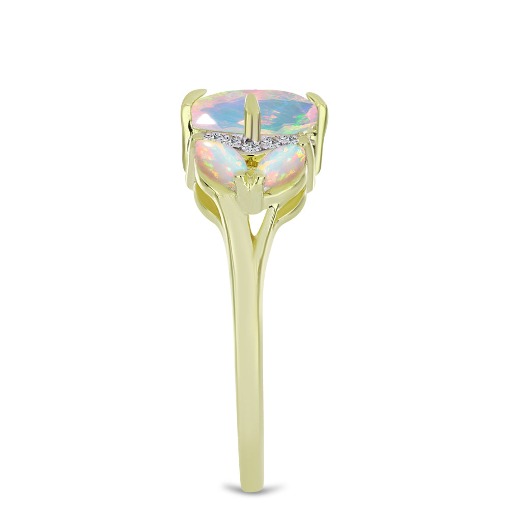 Inel din Argint 925 Placat cu Aur ( 2.92 grame ) cu Opal Etiopian Lega Dembi și Topaz Alb 1.29 Carate